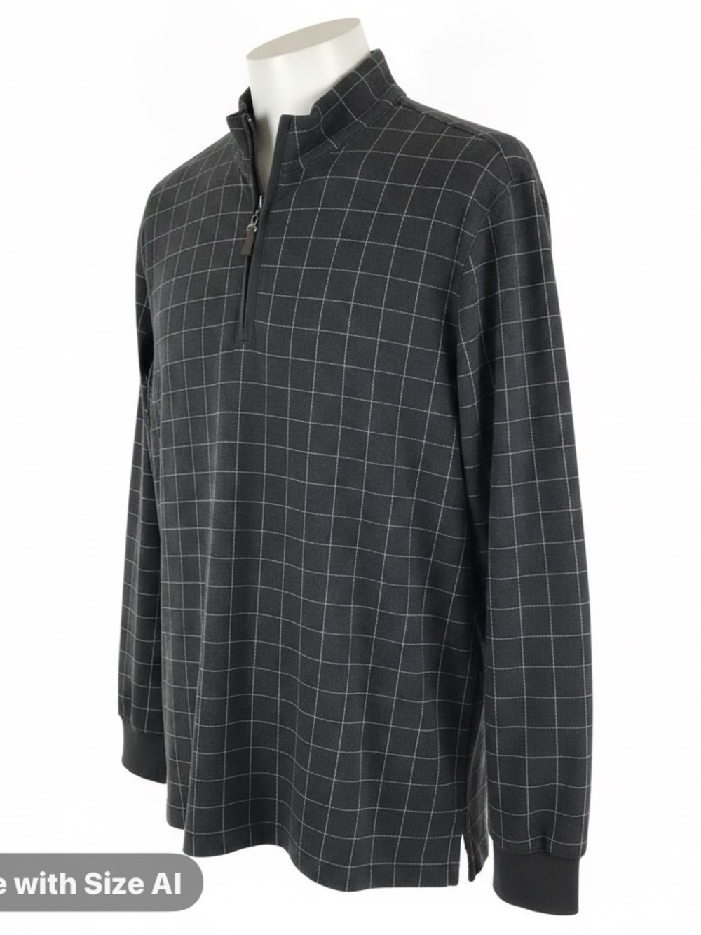 Fairway & Greene Men’s Black Windowpane Quarter-Zip Shirt Jacket Medium